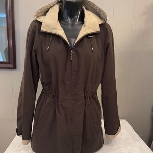 Women's Brown Hooded rain jacket